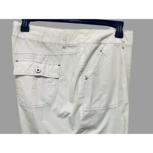 Women's TOSCANE Size 14 White Cotton Pants with 5 Pockets